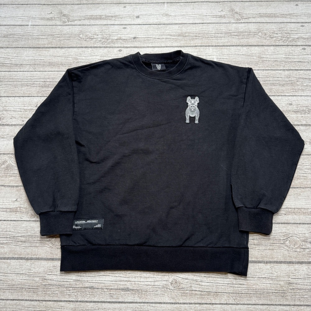 Lifework Sweatshirt Men's Medium Black French Bulldog Graphic Athletic Pullover